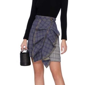 𝅺Self Portrait Flounced Check Mini Skirt